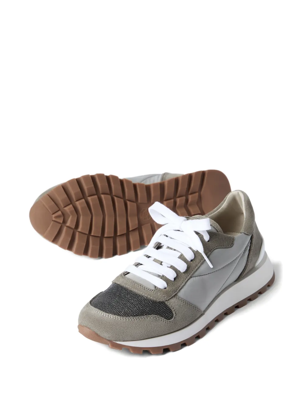 Brunello Cucinelli Monili-detail panelled sneakers Groen