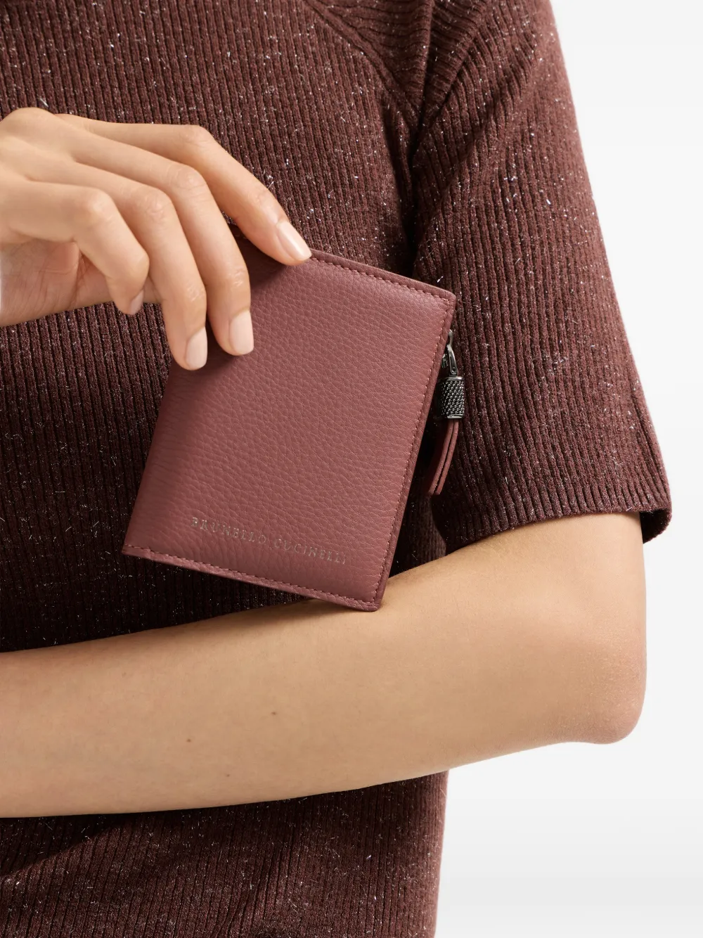 Brunello Cucinelli Leren portemonnee Bruin