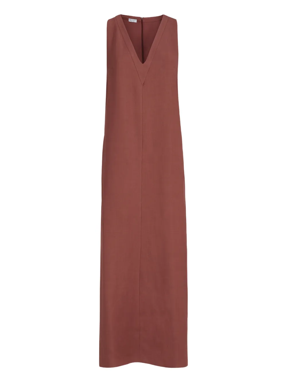 Brunello Cucinelli V-neck monili-detail midi dress - Arancione