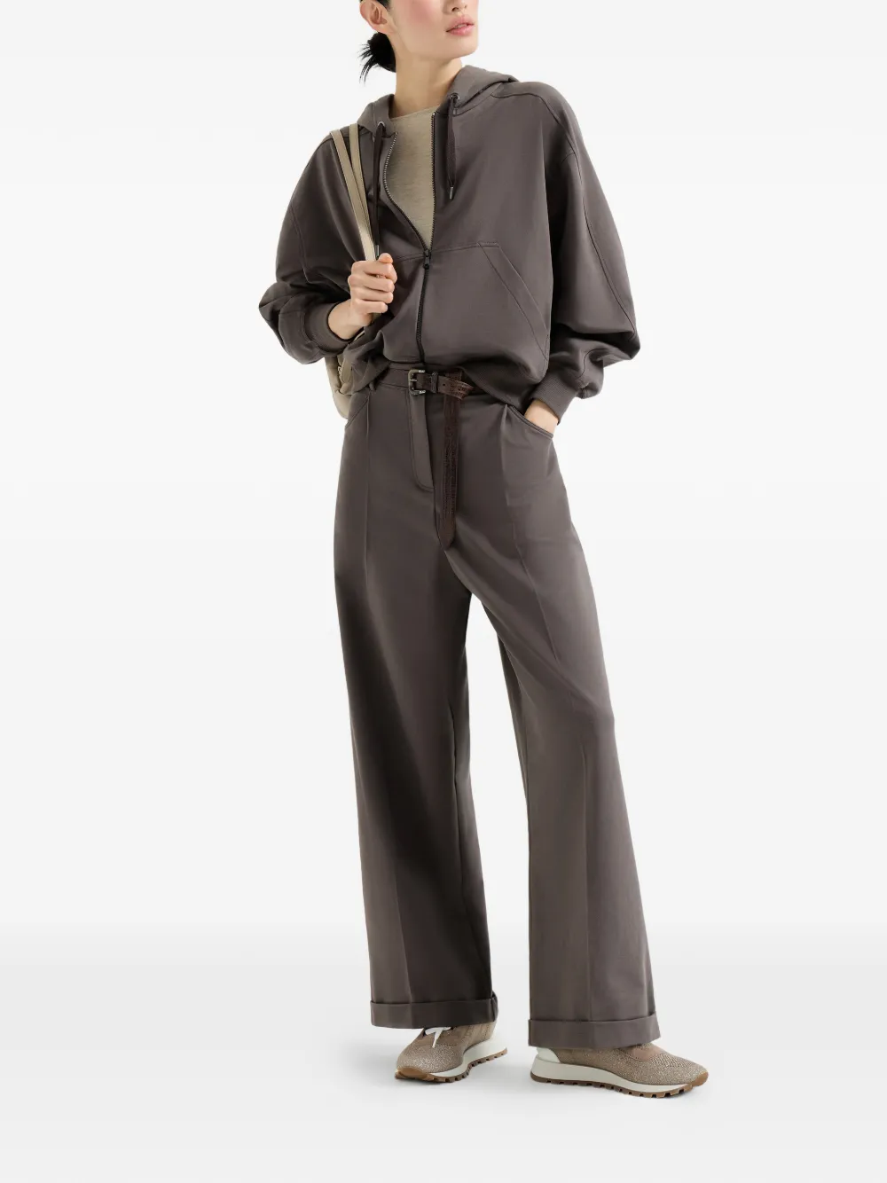 Brunello Cucinelli Hoodie met rits - Bruin