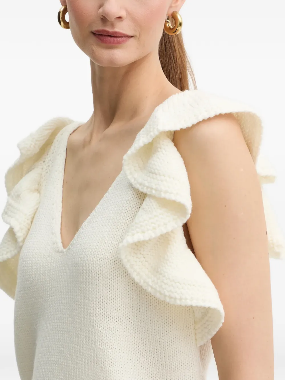 LUISA SPAGNOLI Manubrio top met ruches en V-hals Wit