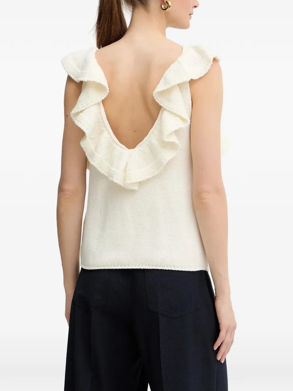  Luisa Spagnoli Manubrio Ruffled V-neck Top - White 