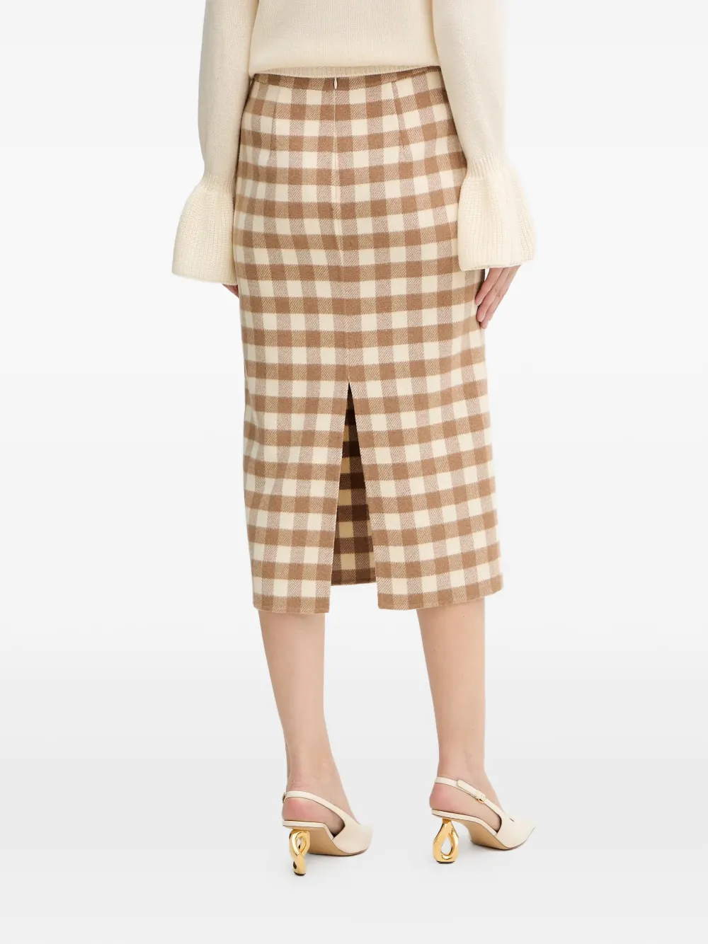 LUISA SPAGNOLI Fanalino geruite midi-kokerrok Beige