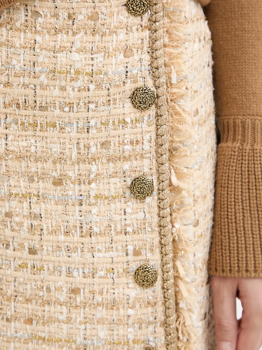 LUISA SPAGNOLI Freccia mini-rok met franje afwerking Beige