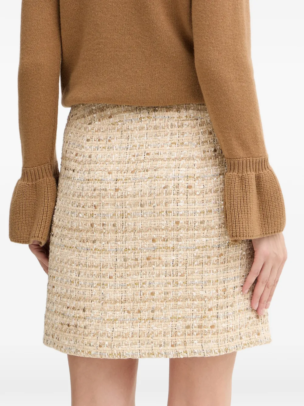  Luisa Spagnoli Freccia Button Fringed-trim Mini Skirt - Neutrals 