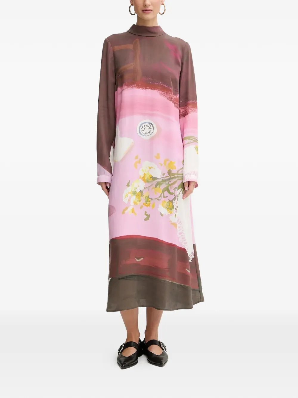Stine Goya long-sleeves midi dress - Roze