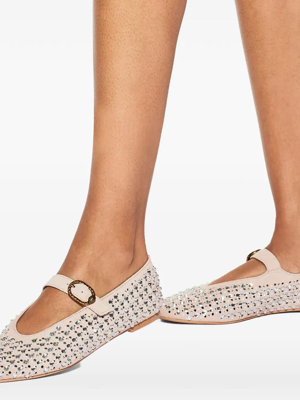 Kurt Geiger London Mayfair embellished ballet flats Beige
