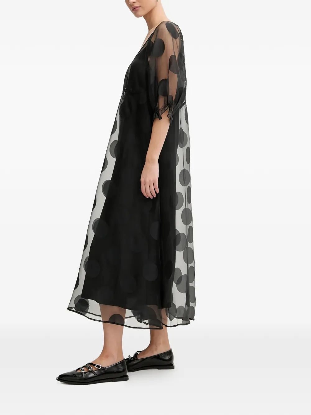 Stine Goya polka-dot midi dress - Zwart