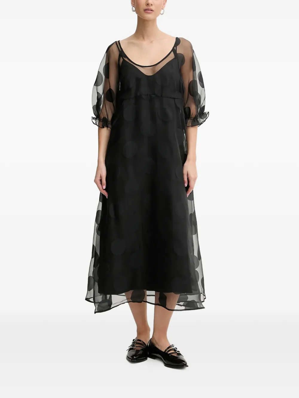 Stine Goya polka-dot midi dress - Nero