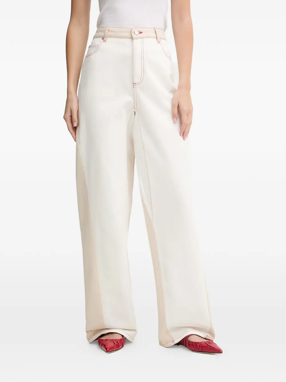 Stine Goya stitch-detail cotton jeans - Toni neutri