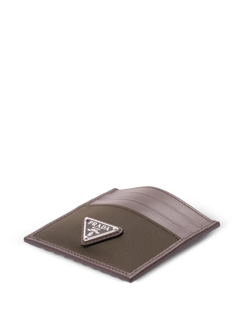 Prada logo-plaque cardholder - Marrone