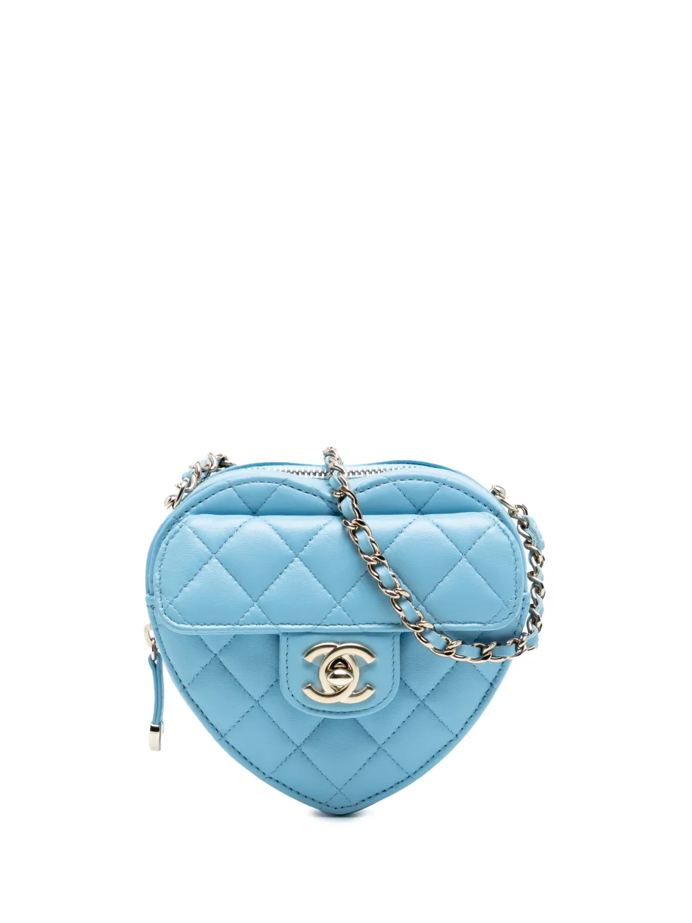 CHANEL Pre-Owned Borsa a tracolla CC in Love Heart mini in pelle di agnello 2021 - Blu