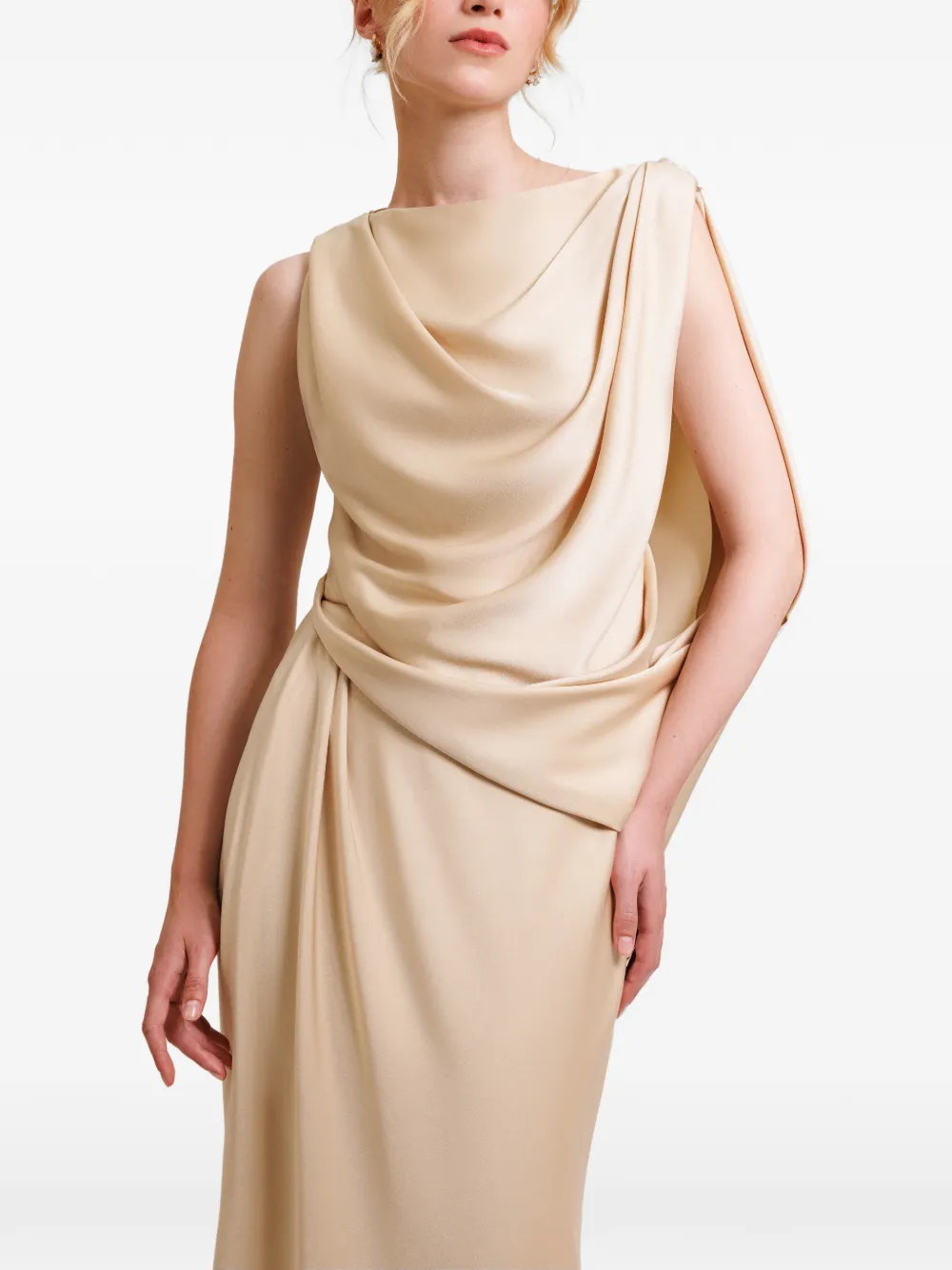 Gemy Maalouf asymmetrical draped maxi dress - Neutrals