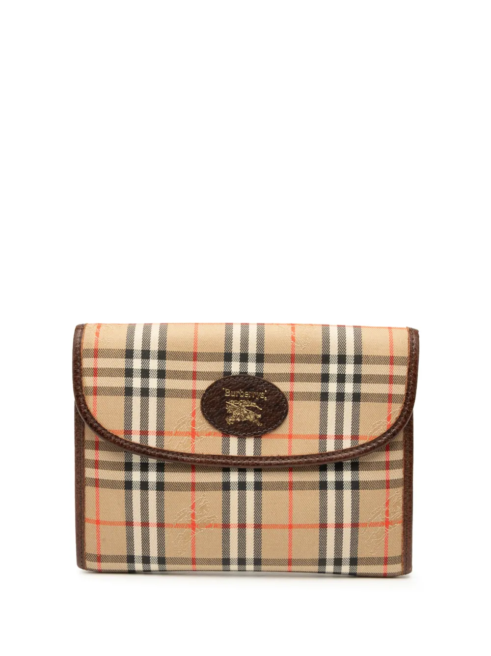 Burberry Pre-Owned Pouch in tela con motivo Haymarket Check XX secolo - Marrone