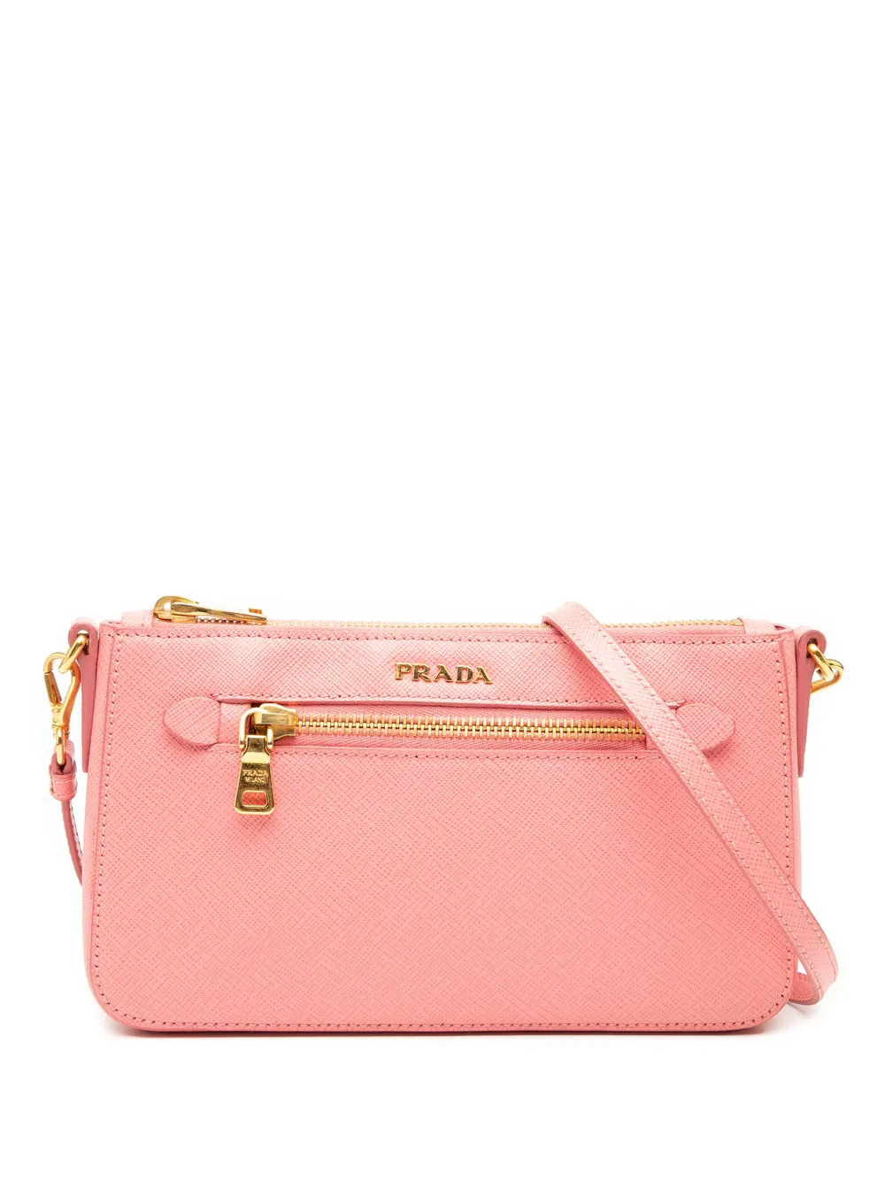 Prada Pre-Owned Borsa a tracolla in pelle Saffiano con tasca frontale 2000-2025 - Rosa