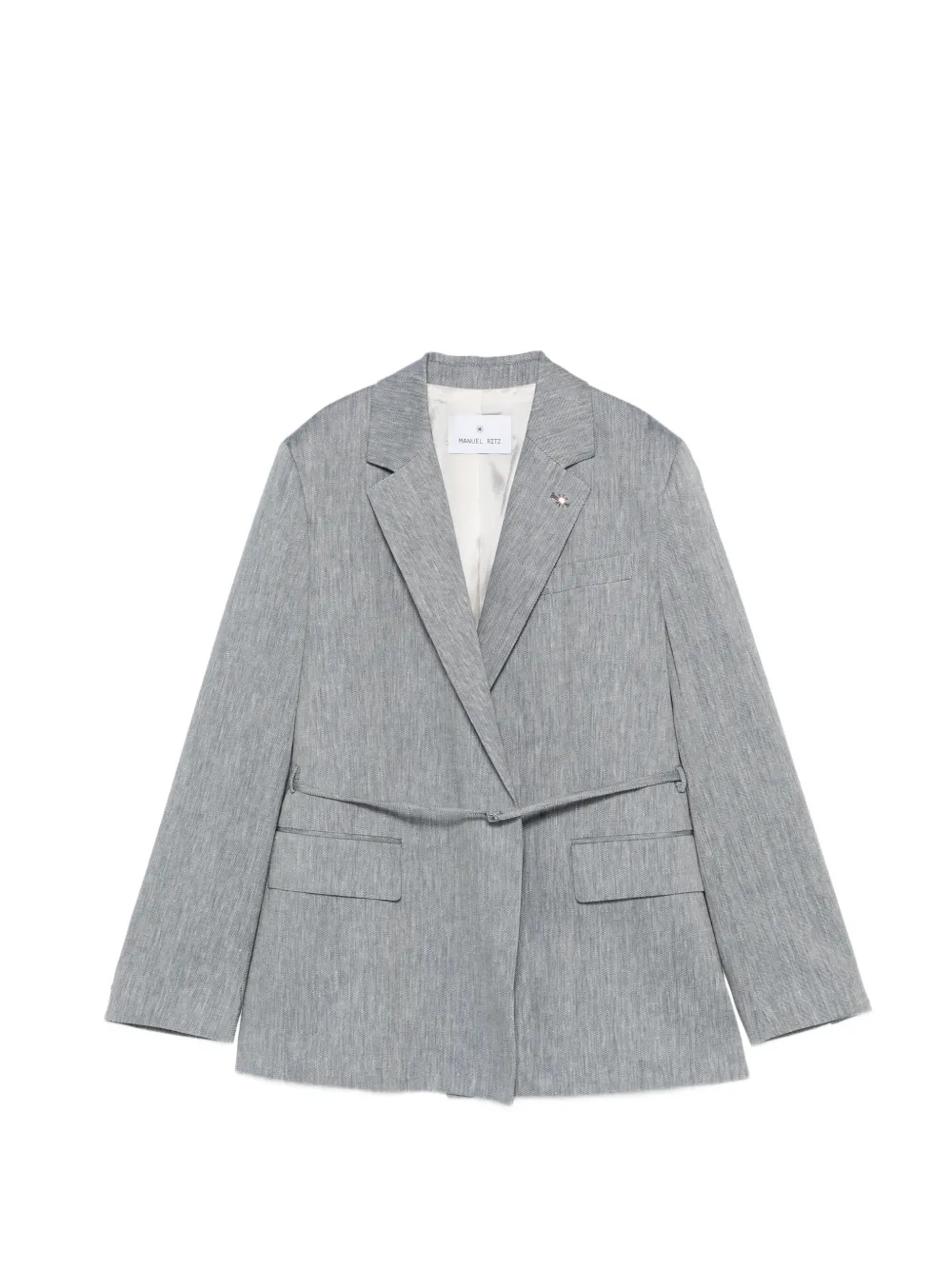 Manuel Ritz belted lapel-collar jacket - Grigio