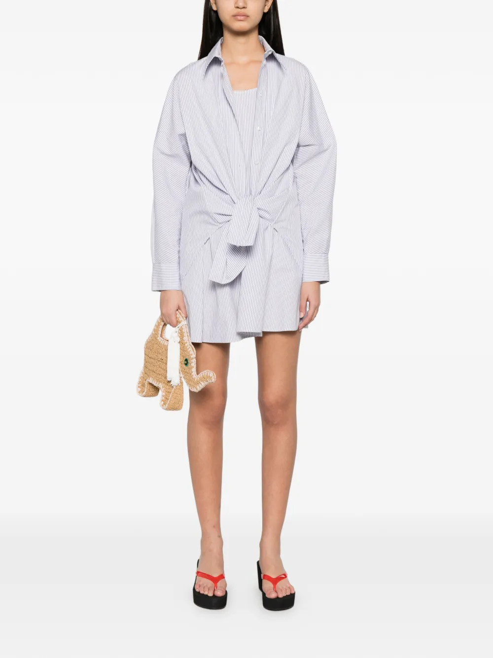  Manuel Ritz Vestido Corto A Rayas - Blanco 