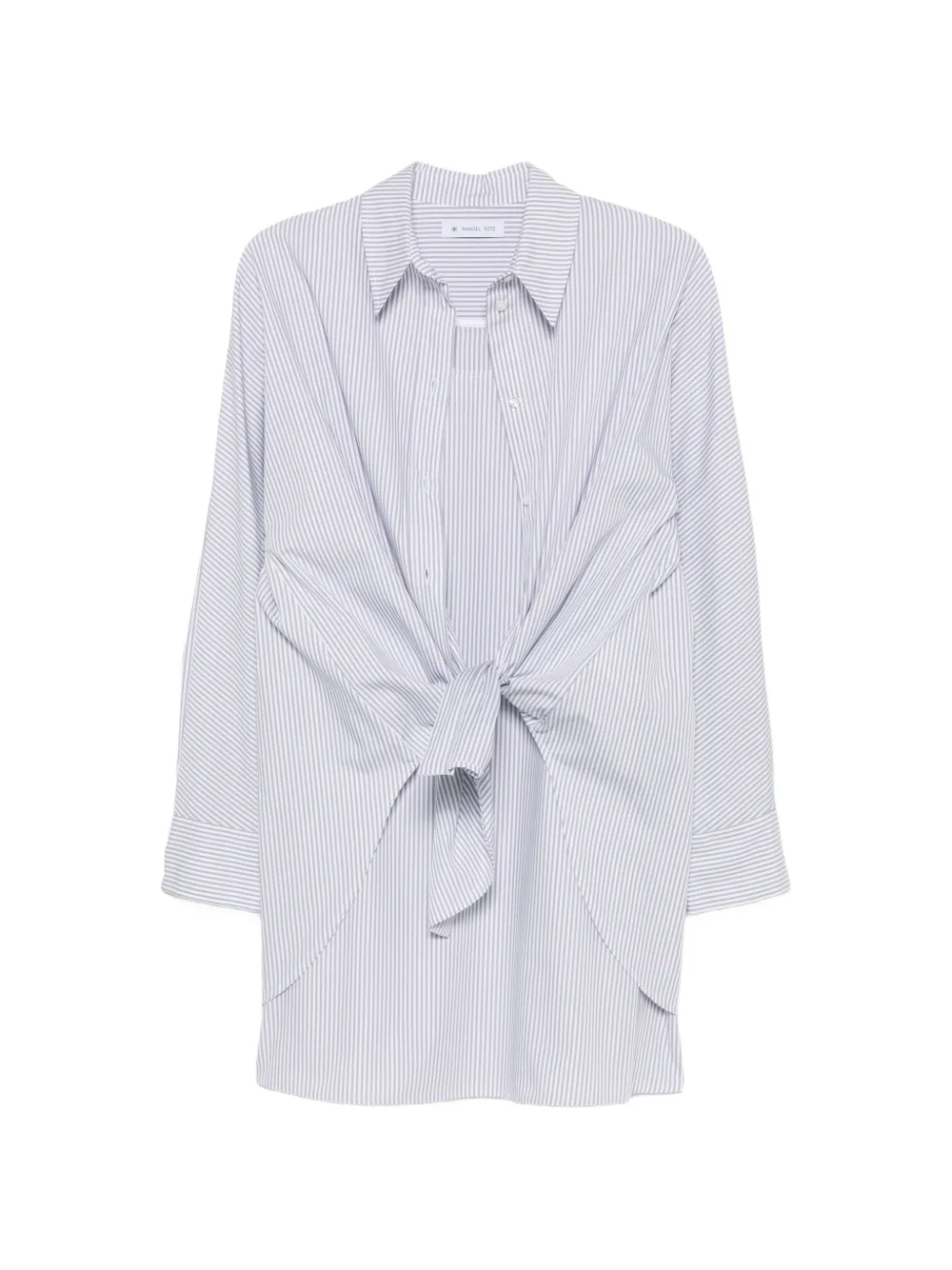 Manuel Ritz striped tie-waist mini dress - Bianco