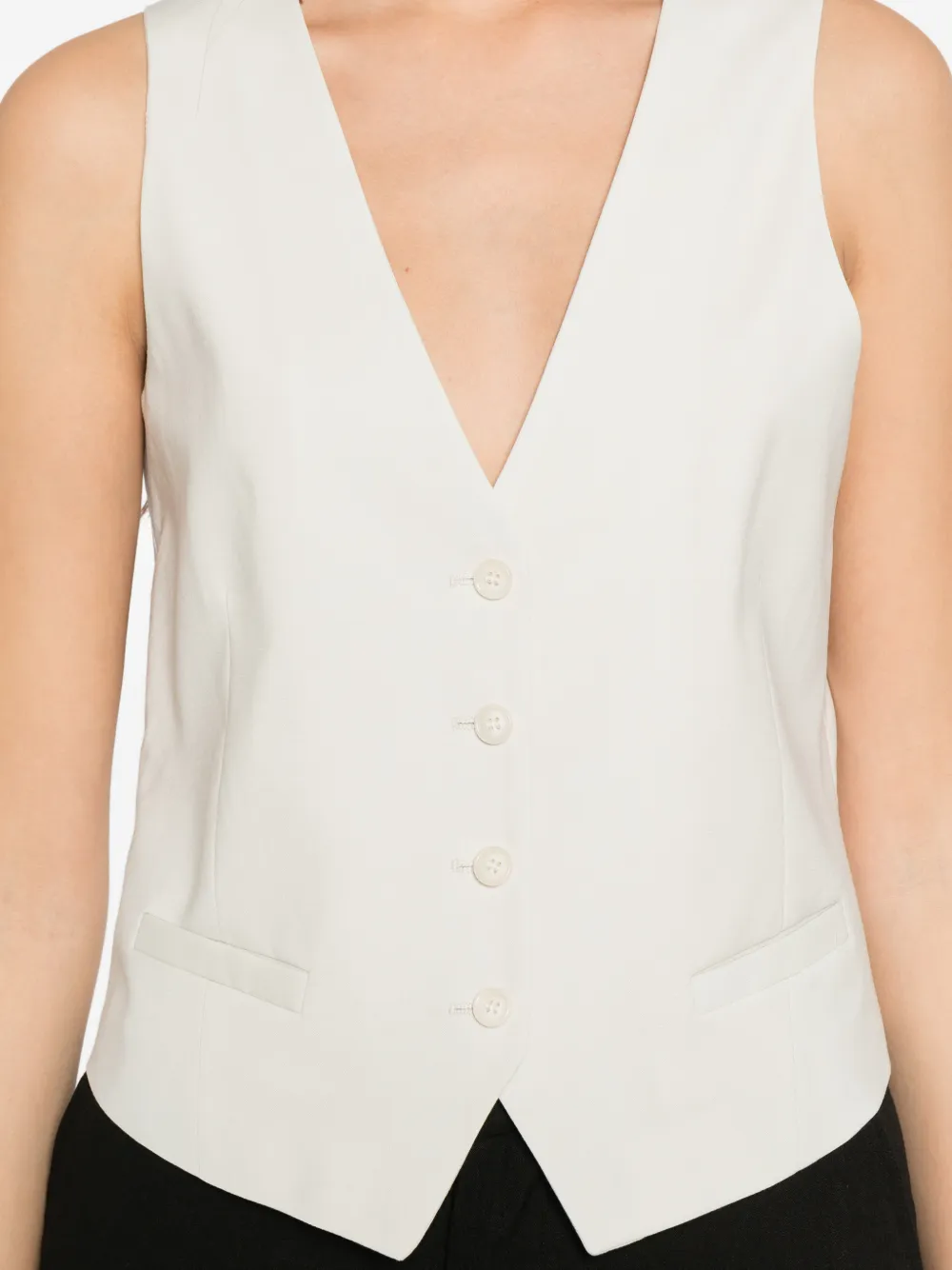 Manuel Ritz Gilet met V-hals en knopen Beige