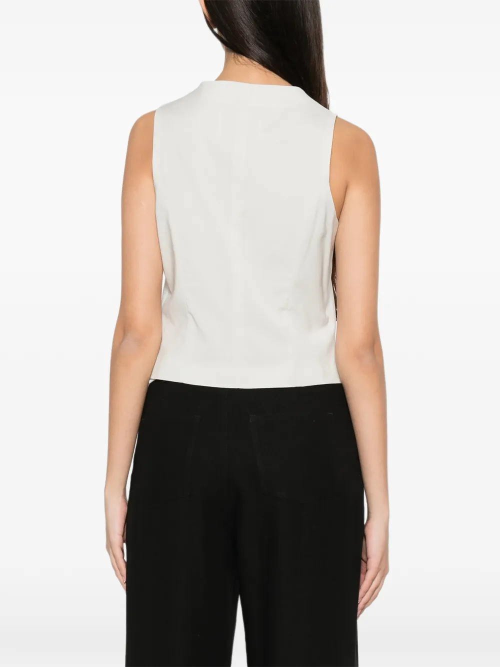 Manuel Ritz Gilet met V-hals en knopen Beige