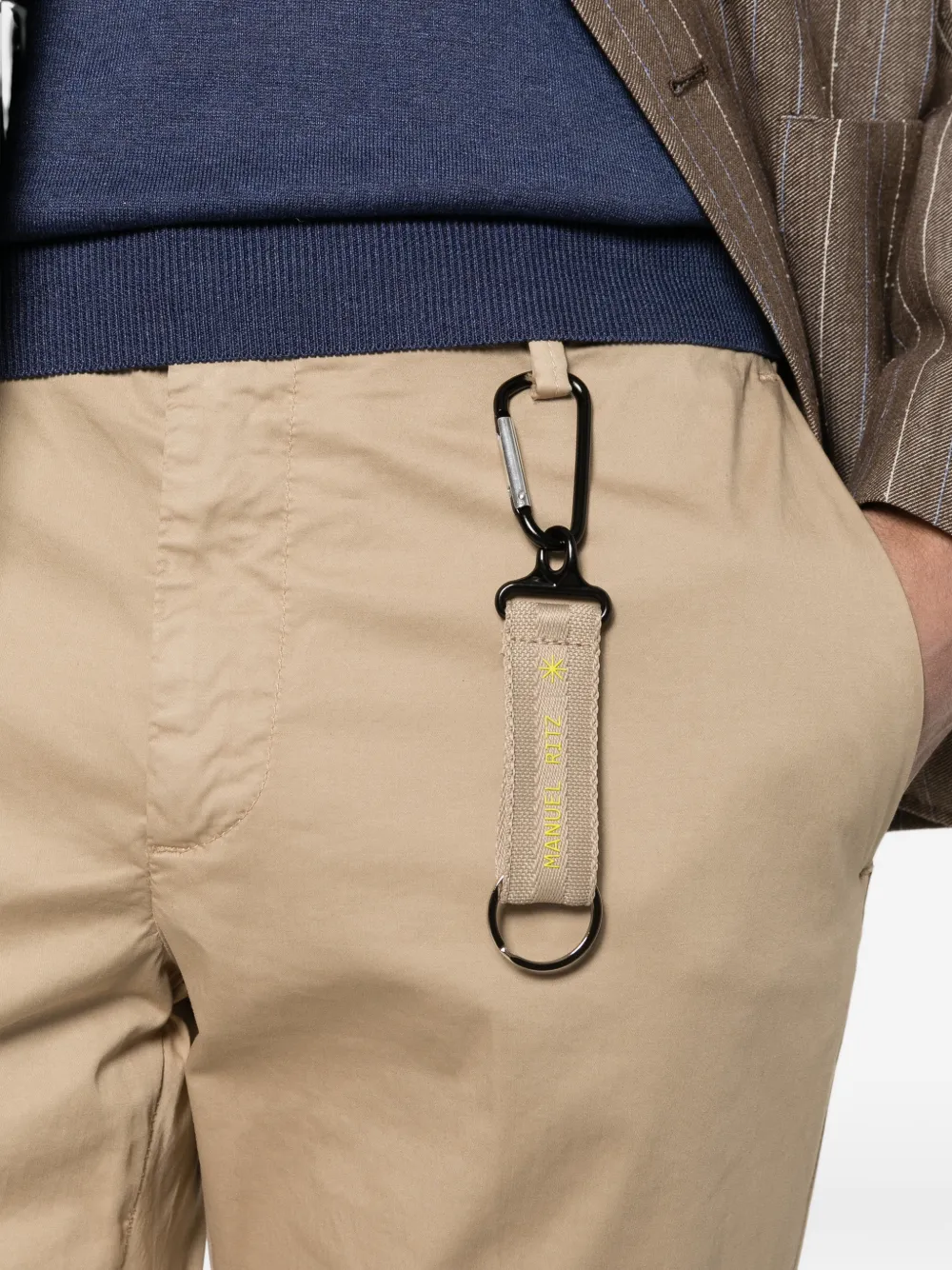 Manuel Ritz Skinny broek met riemlussen Beige