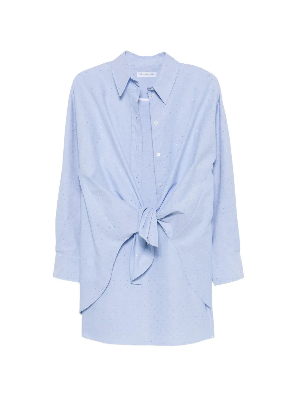 Manuel Ritz crystal-embellished tie-waist mini dress - Blue