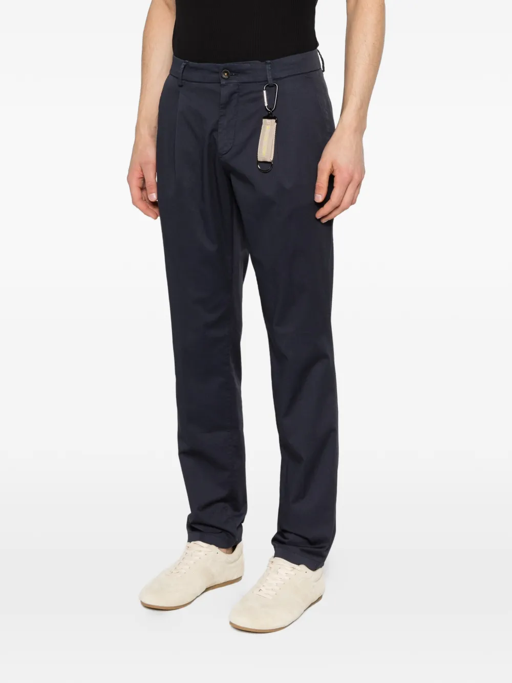  Manuel Ritz Micro-texture Pleated Trousers - Blue 