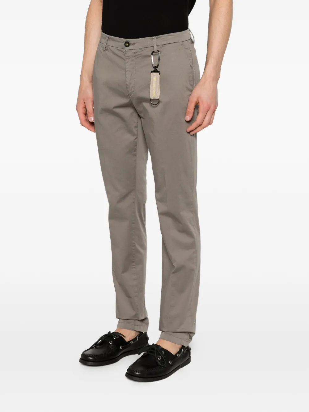  Manuel Ritz Logo-patch Belt-loop Trousers - Brown 