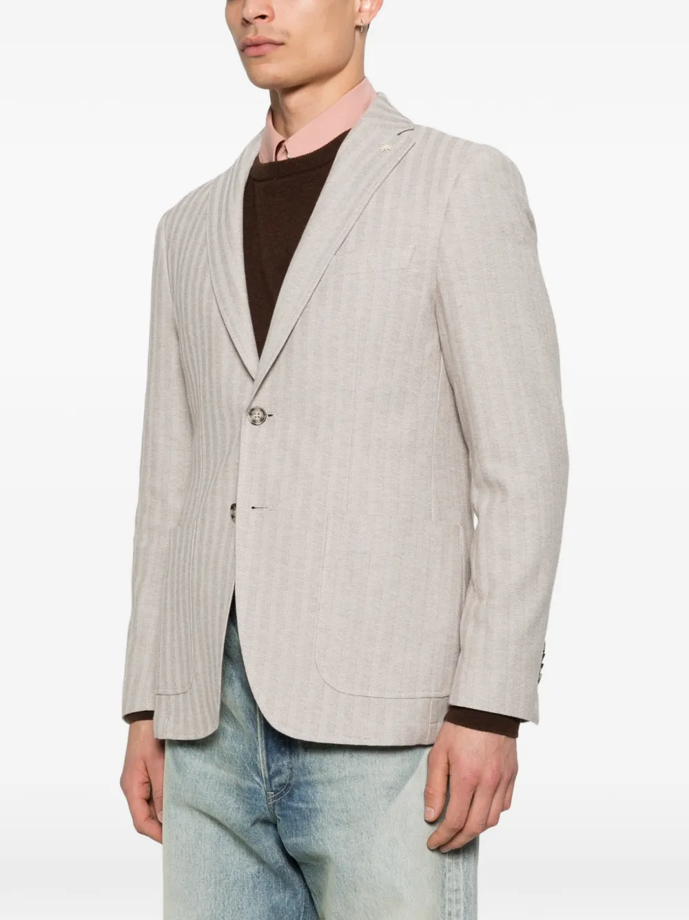  Manuel Ritz Buttoned Pocket Blazer - Neutrals 