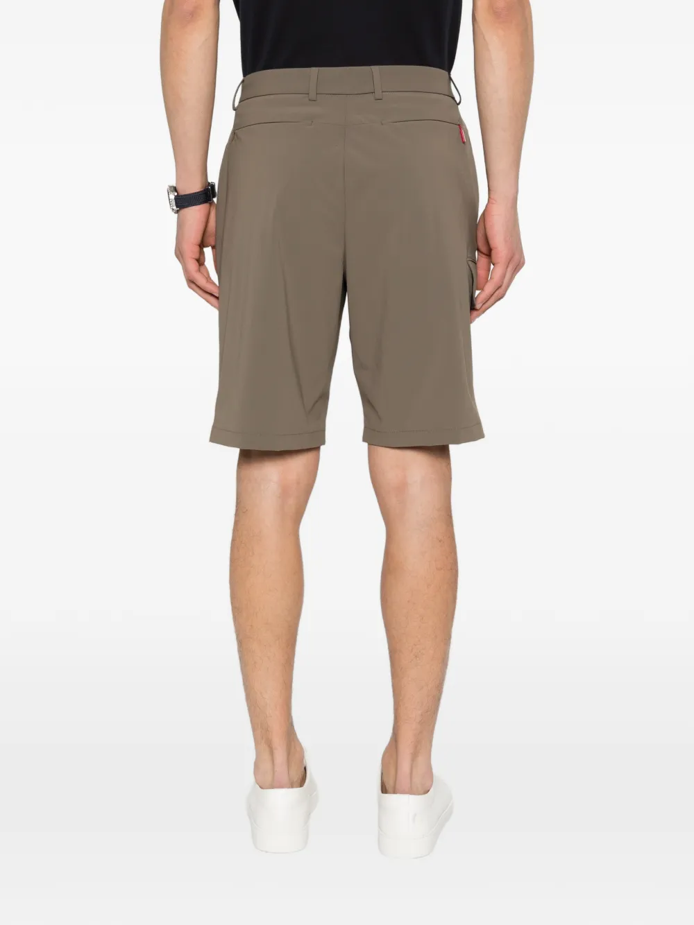Manuel Ritz Shorts met logopatch en riemlussen Beige