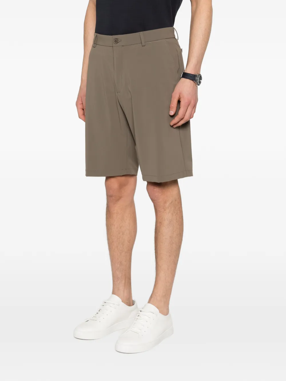 Manuel Ritz Logo-patch Belt-loop Shorts - Neutrals 