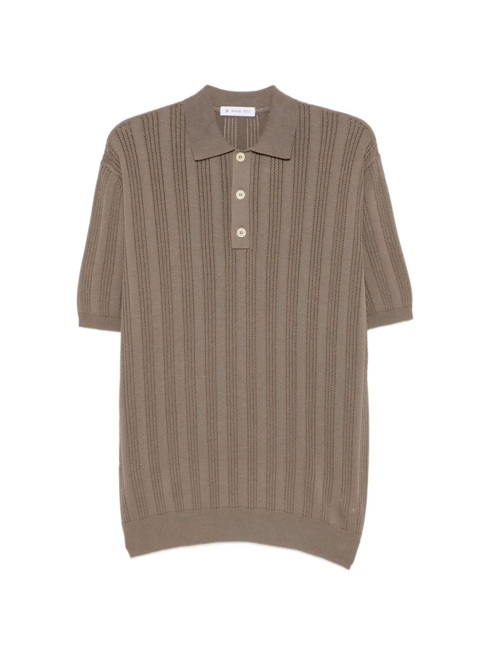 Manuel Ritz perforated ribbed-knit polo shirt - Braun