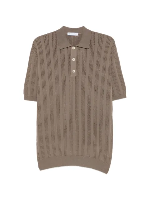 Manuel Ritz perforated ribbed-knit polo shirt