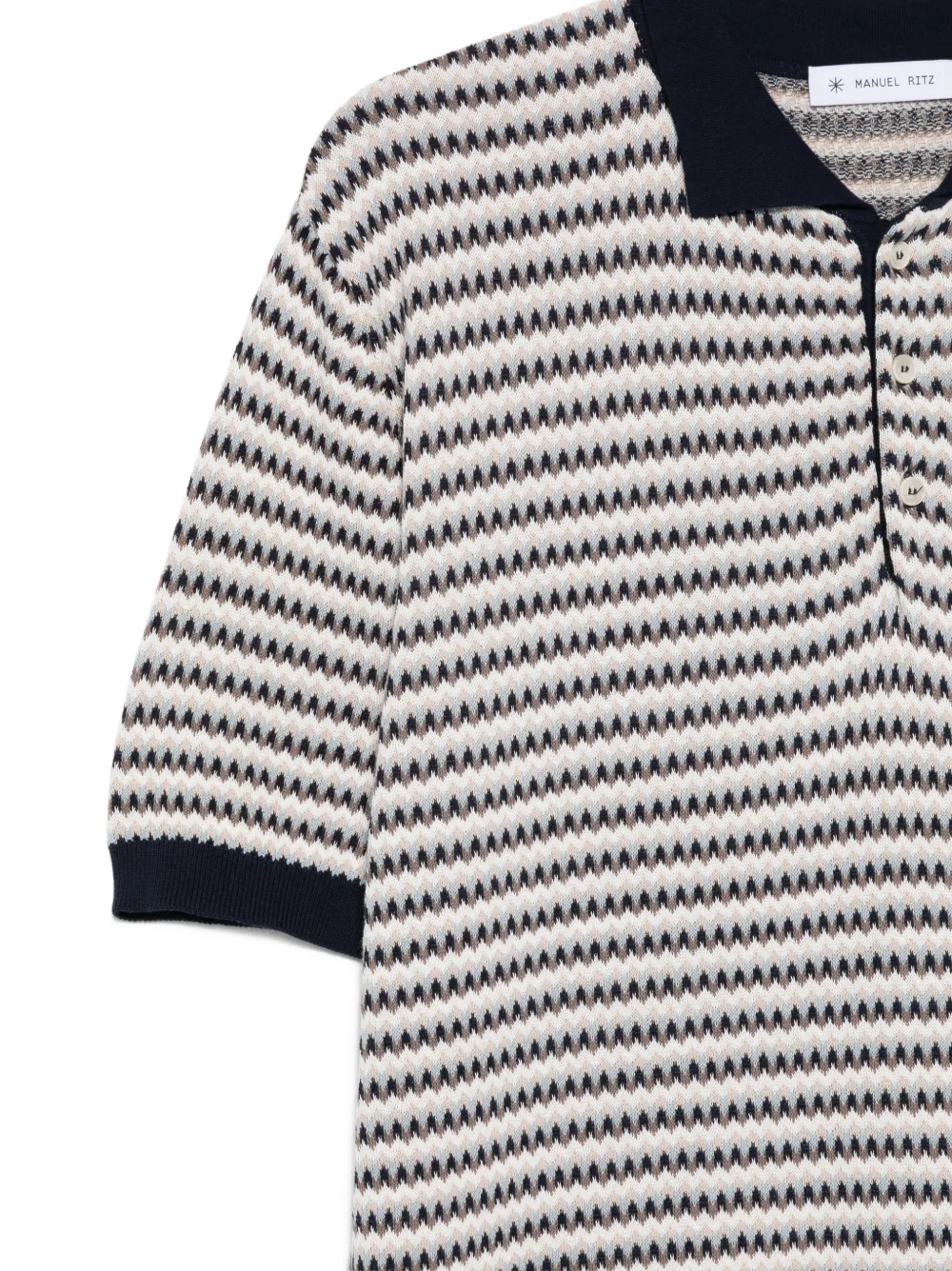  Manuel Ritz Geometric-pattern Polo Shirt - Blue 