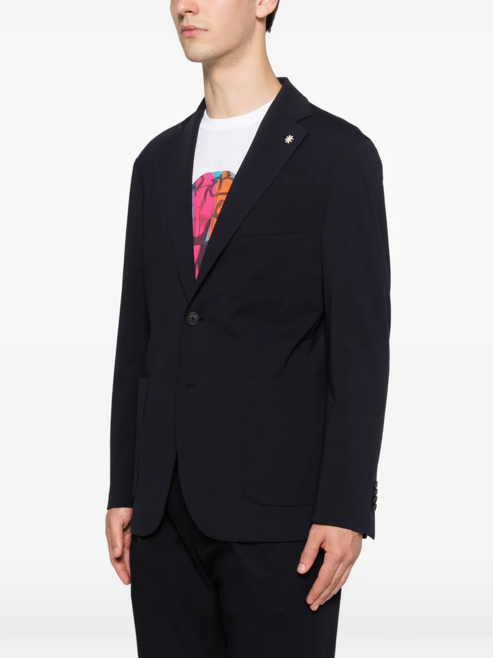 Manuel Ritz Blazer met opgestikte zakken en gekerfde revers Blauw