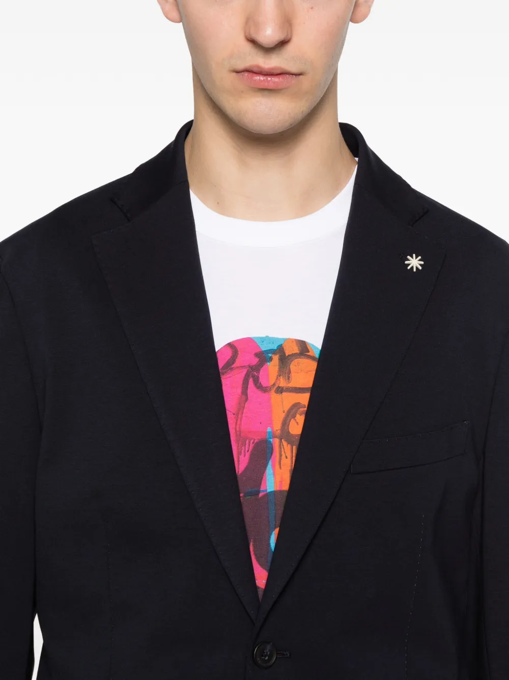 Manuel Ritz Blazer met opgestikte zakken en gekerfde revers Blauw
