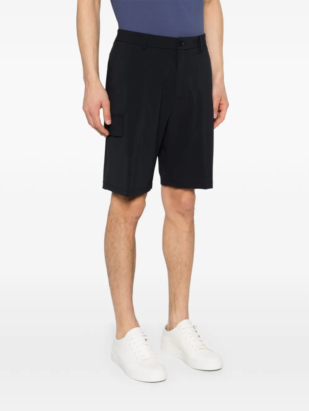  Manuel Ritz Logo-patch Belt-loop Shorts - Blue 