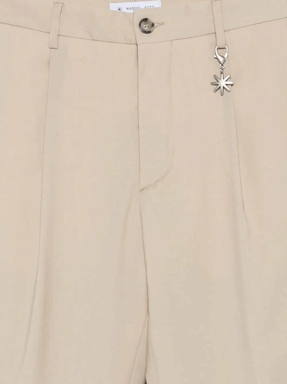 Manuel Ritz Geplooide broek met omgeslagen pijpen Beige