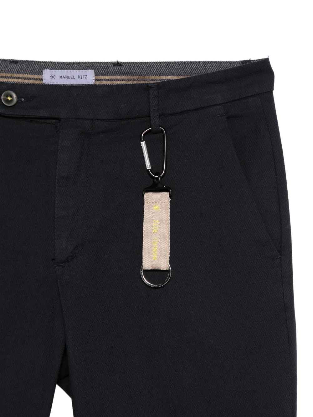 Manuel Ritz Slim-fit broek met micro-textuur Zwart