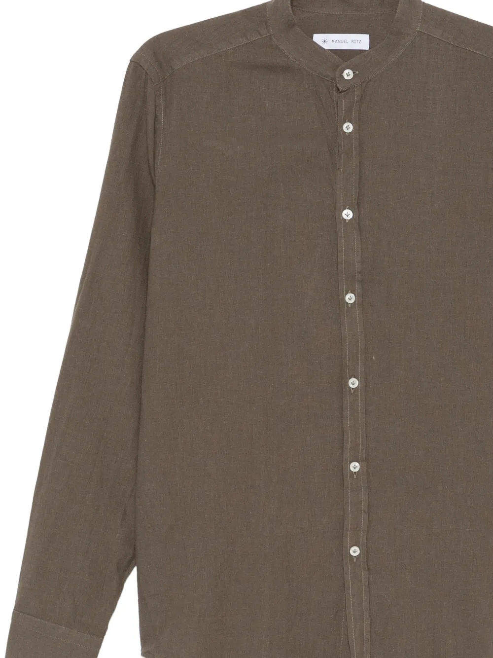  Manuel Ritz Collared Cotton Linen Shirt - Green 