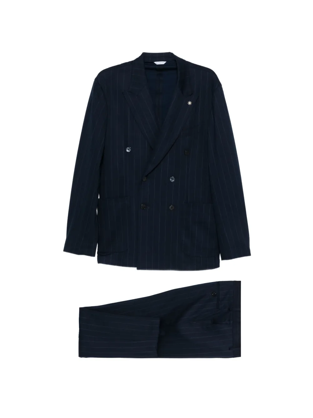 Manuel Ritz Completo doppiopetto a righe - Blu