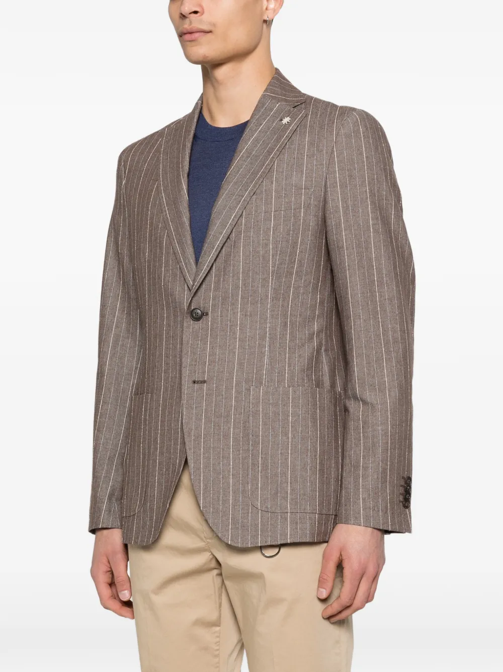 Manuel Ritz Gestreepte blazer met twee knopen Bruin