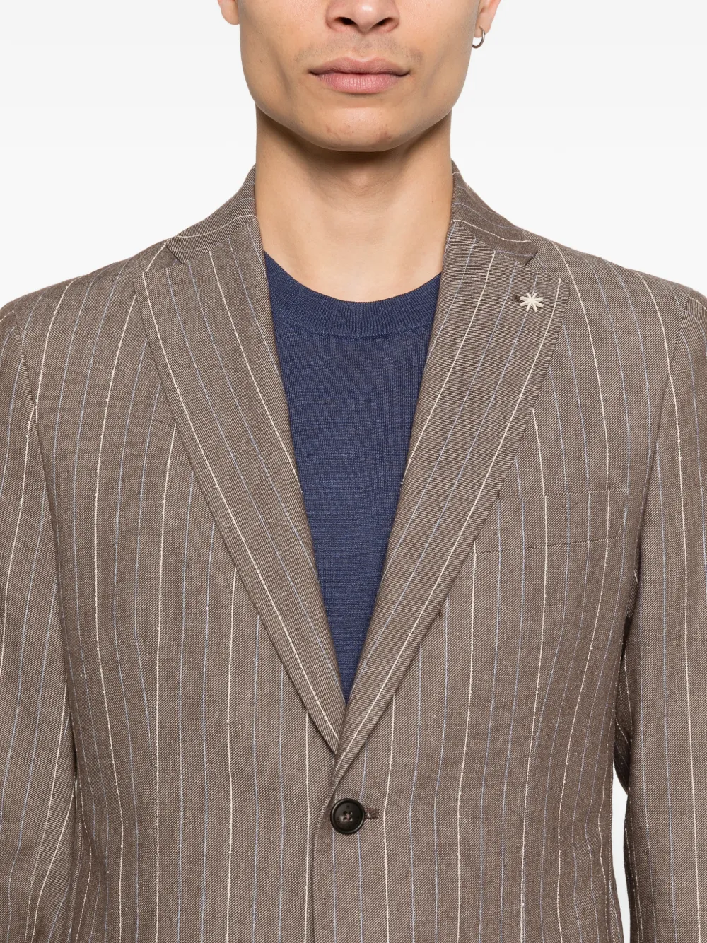 Manuel Ritz Gestreepte blazer met twee knopen Bruin