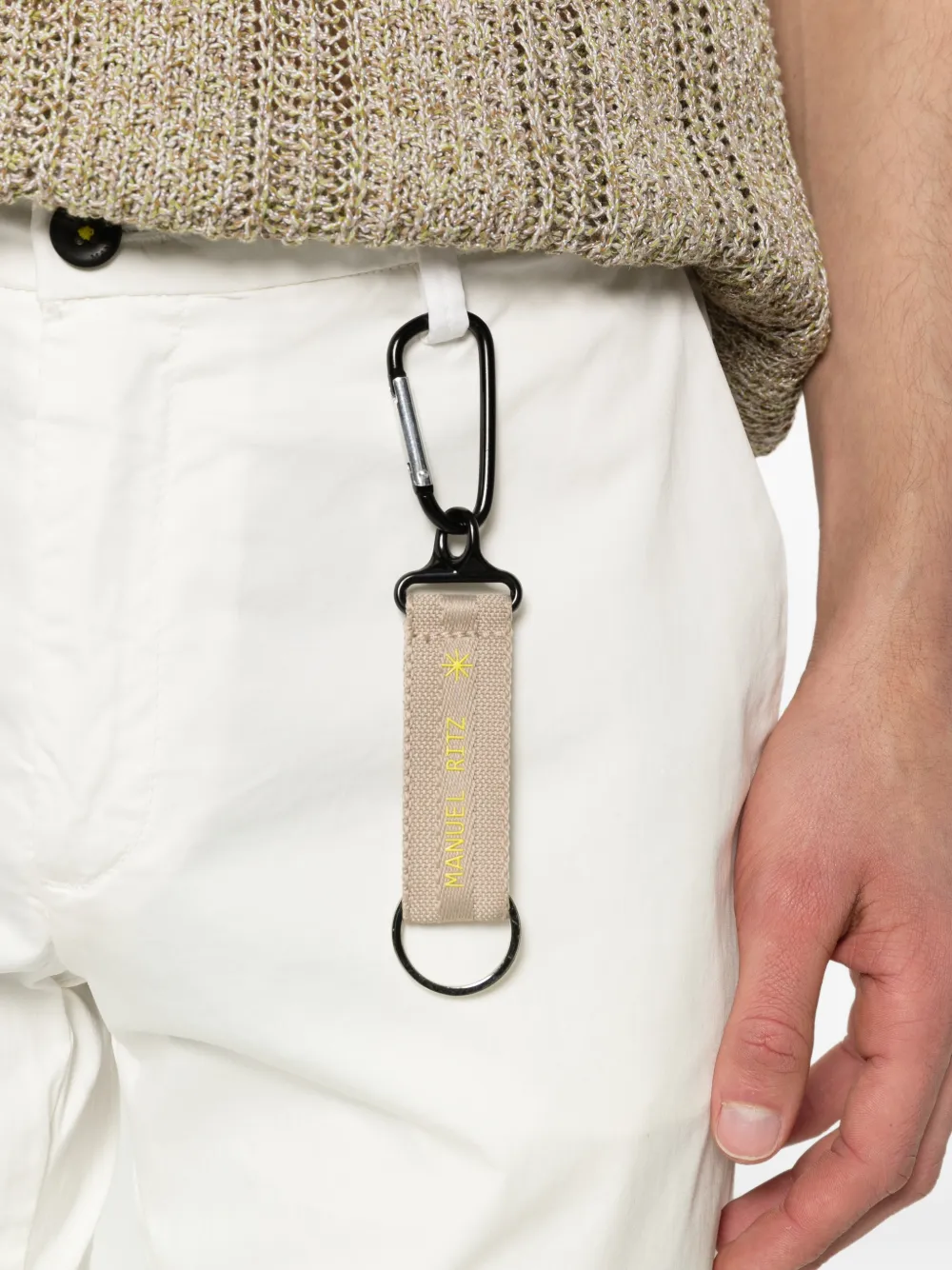 Manuel Ritz Broek met logopatch en riemlus Wit