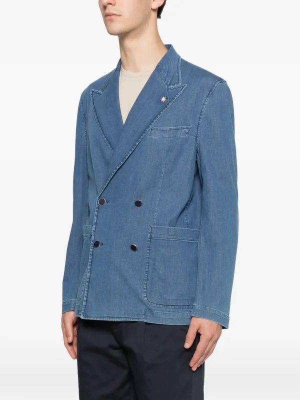 Manuel Ritz double-breasted Denim Jacket | Blue | FARFETCH JO