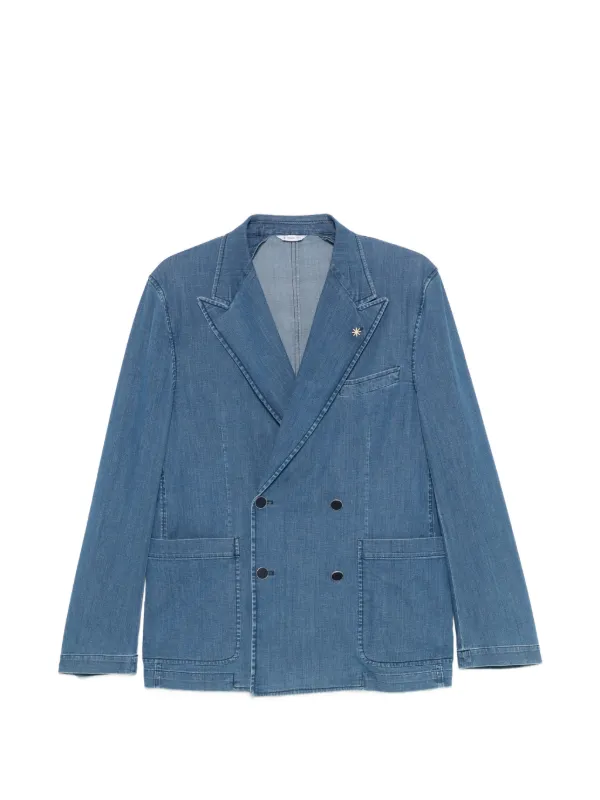 Manuel Ritz double-breasted Denim Jacket | Blue | FARFETCH JO