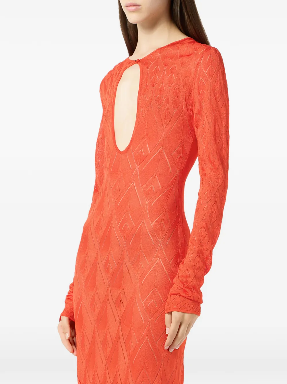 Blumarine Opengebreide maxi-jurk met geometrische print Oranje