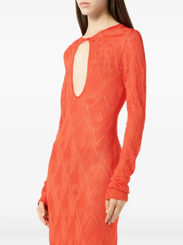 Blumarine Geometric Open-knit Maxi Dress - Orange Blumarine Geometric Open-knit Maxi Dress - Orange
