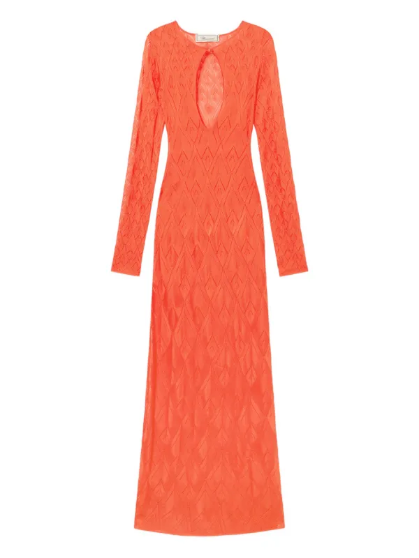open lace back dress Sunkist Moment Knit Maxi Dress M / Orange