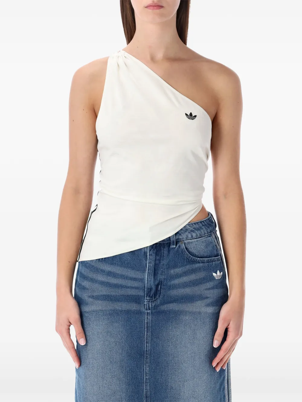 adidas asymmetric one-shoulder top - Bianco